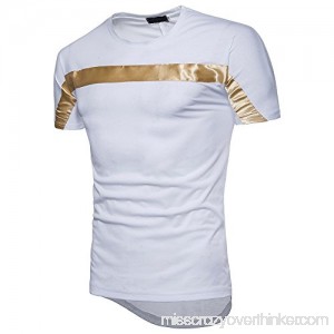 Fashion Striped T Shirt Men,Donci Chest Horizontal Stripe Pattern Tops Crew Neck Slim Casual Sports Summer New Short Tees White B07Q7FJLDL